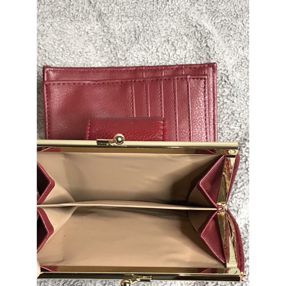 Buxton Red Faux Leather Wallet With Coin Purse - Picture 7 of 13
